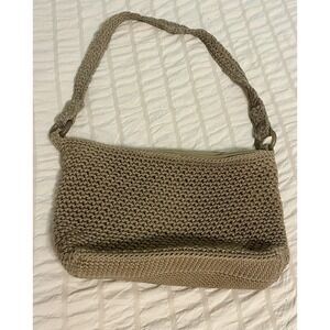The SAK Taupe Knit Woven Crochet Shoulder Bag BOHO Cottagecore Vibes